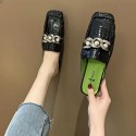 Fashion Korean Big Pearl Flat Square Half Slippers Nhpe415590