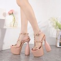 Rivet Shaped Heel Highheel Platform Opentoe Sandals Nhso397112