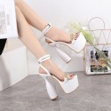 Metal Chain One Word Buckle Shaped High Heel Sandals Nhso397117