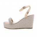 Rattan Grass Woven High Slope Heel Rhinestone Oneword Sandals Nhso397122