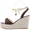 Metal Chain Woven Wedge High Heel Platform Sandal Nhso397125