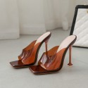 Pvc Square Toe Stiletto Heel Sandals Nhso397132