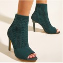 Fish Mouth Highheeled Knit Boots Nhso397133