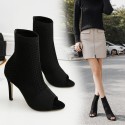 Fish Mouth Highheeled Knit Boots Nhso397133