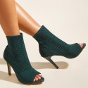 Fish Mouth Highheeled Knit Boots Nhso397133