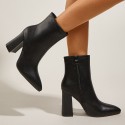 Pointed Toe Thick Highheel Side Zipper Short Boots Nhso401672