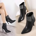 Pointed Toe Rhinestone Highheel Side Zipper Short Boots Nhso401673