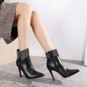 Pointed Toe Rhinestone Highheel Side Zipper Short Boots Nhso401673