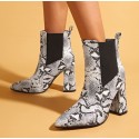 Snake Print Thick Highheeled Pointed Sleeve Boots Nhso401675