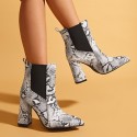 Snake Print Thick Highheeled Pointed Sleeve Boots Nhso401675