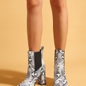 Snake Print Thick Highheeled Pointed Sleeve Boots Nhso401675