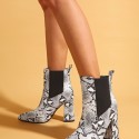 Snake Print Thick Highheeled Pointed Sleeve Boots Nhso401675