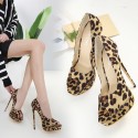 Leopard Print Fish Mouth Stiletto Shoes Nhso401677