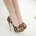 Leopard Print Fish Mouth Stiletto Shoes Nhso401677