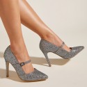 Buckle Stiletto Pointed Shallow Mouth Single Shoes Nhso401679