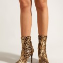 Pointed Toe Snake Print Sleeve Short Boots Nhso401680