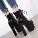 Solid Color Thick High Heel Side Zipper Ankle Boots Nhso405453