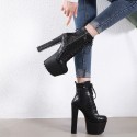 Solid Color Thick High Heel Side Zipper Ankle Boots Nhso405453