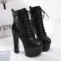 Solid Color Thick High Heel Side Zipper Ankle Boots Nhso405453