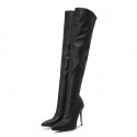 Stretch Knee High Heel Pointed Toe Boots Nhso405455