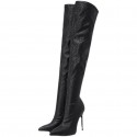 Stretch Knee High Heel Pointed Toe Boots Nhso405455