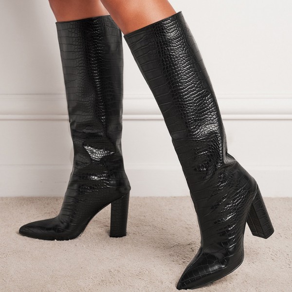 Pointed Toe And High Heels Long Boots Nhso405460