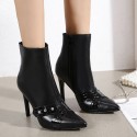 Pointed Toe Rhinestone Side Zipper Short Boots Nhso405461