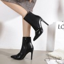 Pointed Toe Rhinestone Side Zipper Short Boots Nhso405461