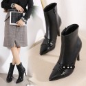 Pointed Toe Rhinestone Side Zipper Short Boots Nhso405461