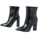 Pointed Thick Highheeled Side Zipper Burst Cracked Short Boots Nhso405465