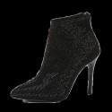 Fashion Rhinestone Pointed Toe Stiletto Black Short Boots Nhso410166