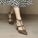 Retro New Pointed Toe Hollow Solid Color Stiletto Hollow Sandals Nhso410169