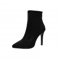 Pointed Toe Suede Black Short Boots Nhso410170