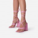 Triangle High Heel Clip Toe Square Head Strap Sandals Nhso410175