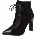 Pointed Toe With Thick Highheeled Black Short Boots Nhso410179