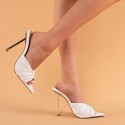 Vintage Electroplated Heel Folds Highheeled Pointed Sandals Slippers Nhso410434