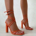 Cross Buckle Thick Highheeled Sandals Nhso410440