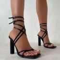 Cross Buckle Thick Highheeled Sandals Nhso410440