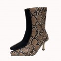 Snake Pattern Suede Stitching Highheeled Boots Nhso410441