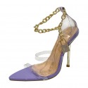 Fashion Metal Chain Pointed Stiletto High Heel Transparent Sandals Nhso410444