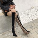 Fashion Snake Pattern Stitching Square Toe Stiletto Highheeled Hightube Boots Nhso410450