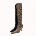 Fashion Snake Pattern Stitching Square Toe Stiletto Highheeled Hightube Boots Nhso410450