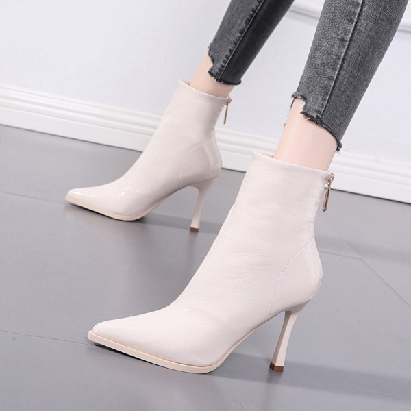 Pointed Toe High Heel Shiny Short Boots Nhso410451