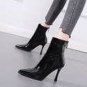 Pointed Toe High Heel Shiny Short Boots Nhso410451