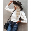 Fashion Solid Color Knitted Round Neck Longsleeved Top Nhuo414699