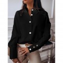 Fashion Solid Color Lapel Longsleeved Shirt Nhuo414700