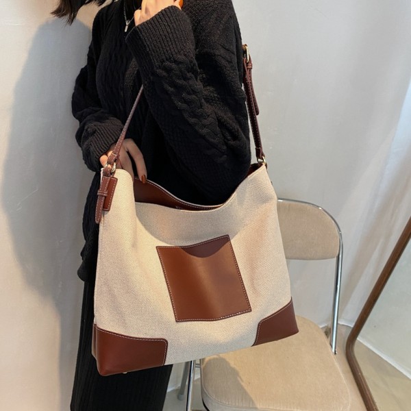 Largecapacity Fashion Contrast Color Oneshoulder Splicing Tote Shoulder Bag Nhwh407211