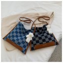 Korean Casual Plaid Denim Oneshoulder Messenger Bag Nhwh407219