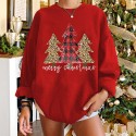 Christmas Tree Leopard Plaid Printed Round Neck Longsleeved Sweater  Nhwu413176