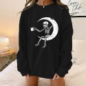 Halloween Skull Guitar Printed Round Neck Longsleeved Sweater  Nhwu413181